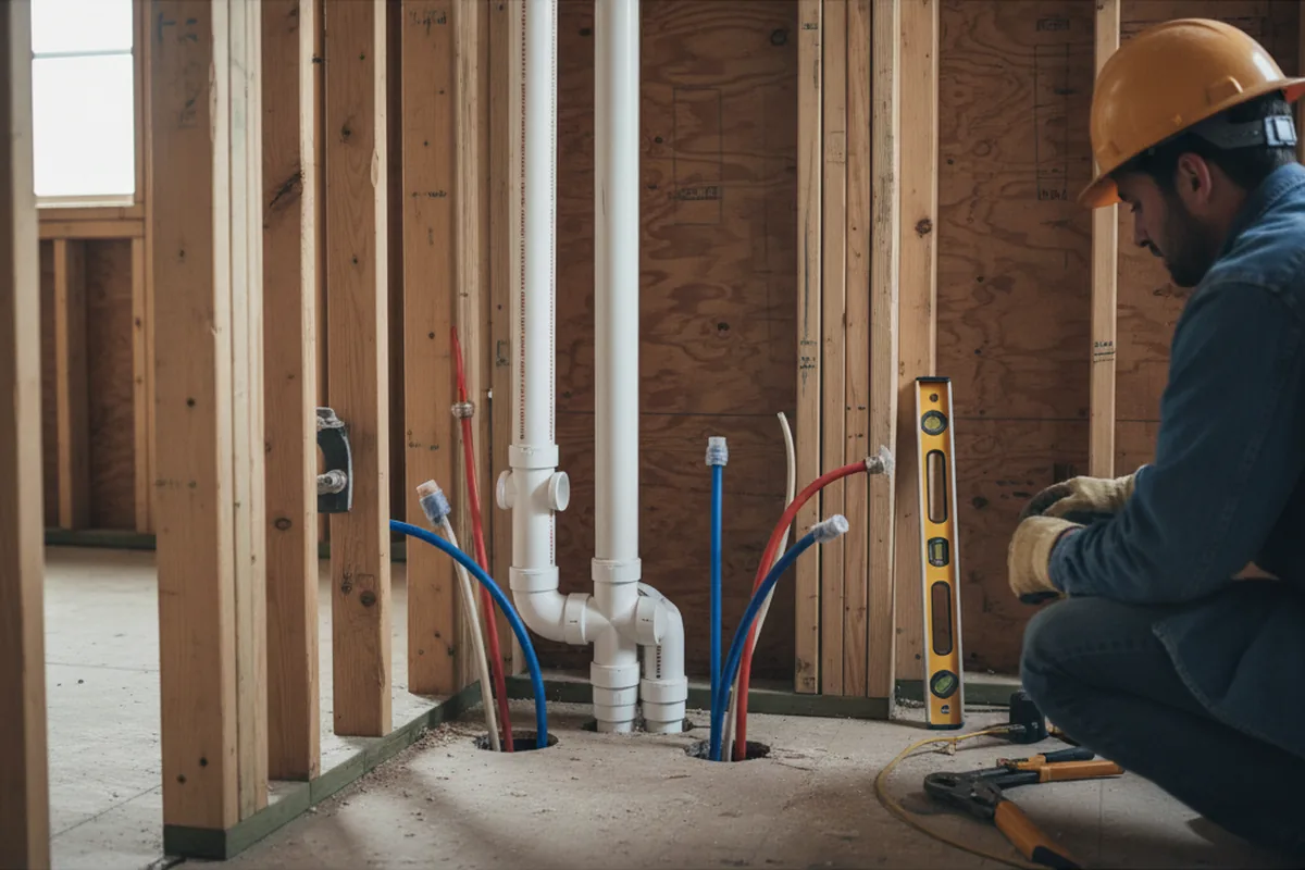 Drain and supply rough-in during Sump Pump Repair in Sperryville