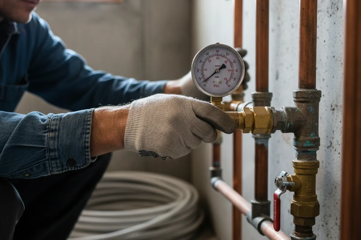 Pressure testing a repaired line during Water Line Repair in Sperryville